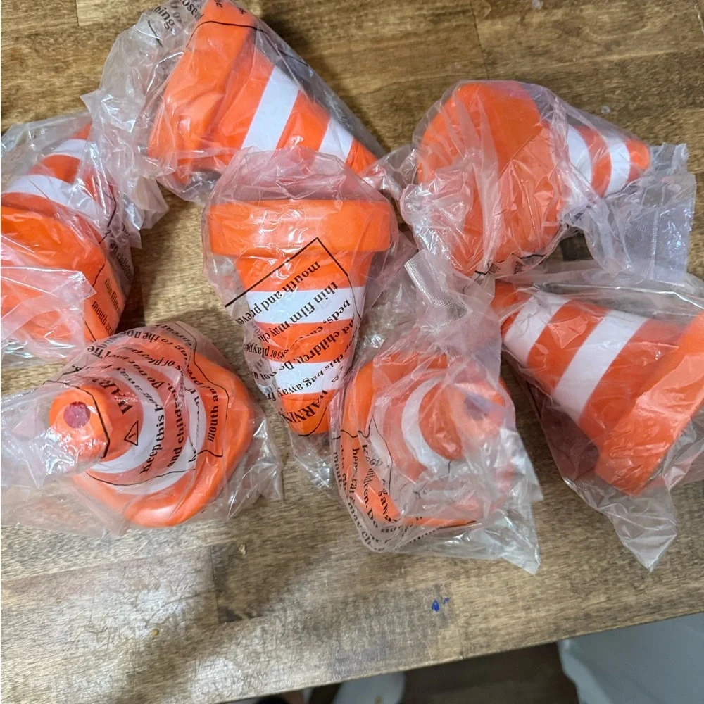 Orange and White Striped Party Cones